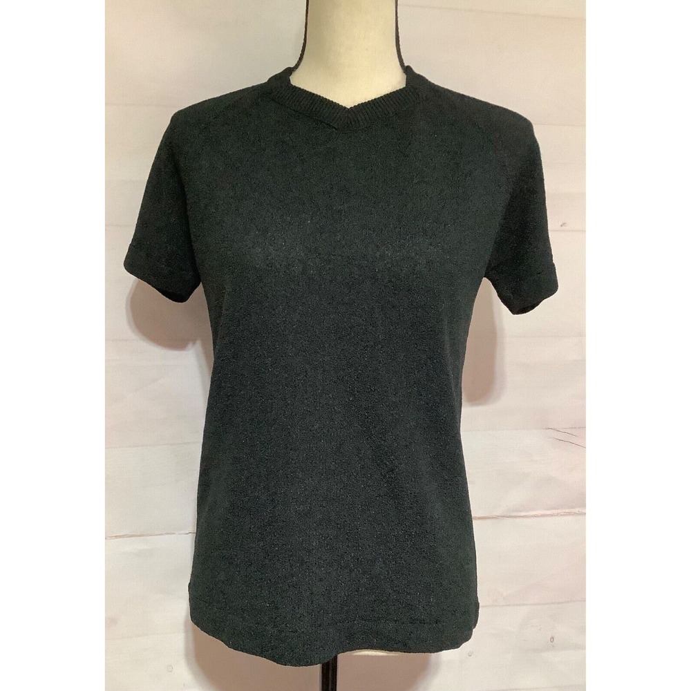 Vintage TALBOTT TRAVELER black short sleeve zipper back sweater